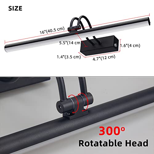 RAIFOOLLY Picture Light,Picture Lights for Wall Cordless,16" Picture Lights with Timer and Dimmable,Battery Wall Lights fo...