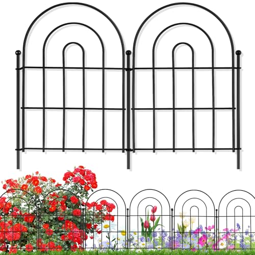 18 Pack Decorative Garden Fence Animal Barrier: 17 in(H) x 18 ft(L) Border Flower Rabbit Garden Fencing Small Arched Rustp...
