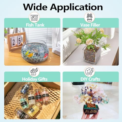 0.3Lb/100g Colorful Agate Aquarium Fish Tank Gravel Rocks, Crushed Stone Crystal Chips Bulk Natural Gemstones Pebbles Irre...