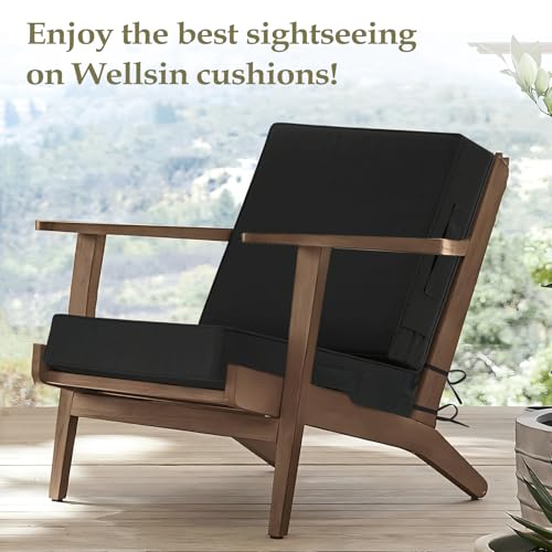 Wellsin Outdoor Cushions for Patio Furniture, Waterproof Outdoor Seat Cushions with Ties and Handle, Outdoor Cushions 24 X...