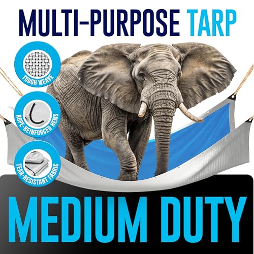 (2 Pack) 10x10 Tarps, Waterproof Plastic Poly 5.5 Mil Thick Tarpaulin with Metal Grommets Every 18 inches - Emergency Rain...