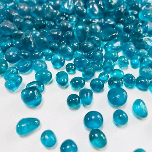 0.88LB Blue Green Fish Tank Gravel Aquarium Glass Stones Sea Glass Pebbles Aquarium Gravel Rocks Fish Tank Rocks, Beads Pe...