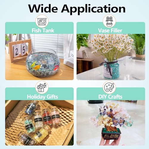 0.3Lb/100g Colorful Agate Aquarium Fish Tank Gravel Rocks, Crushed Stone Crystal Chips Bulk Natural Gemstones Pebbles Irre...