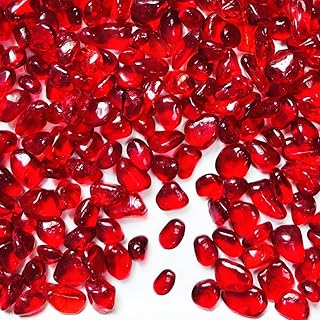 0.88LB Red Fish Tank Gravel Aquarium Glass Stones Sea Glass Pebbles Aquarium Gravel Rocks Fish Tank Rocks, Beads Pebbles R...