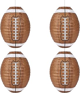 BestoFun 4 PCS Football Paper Lanterns Birthday Decorations Football Party Supplies Hanging Lanterns Sports Themed Party D...