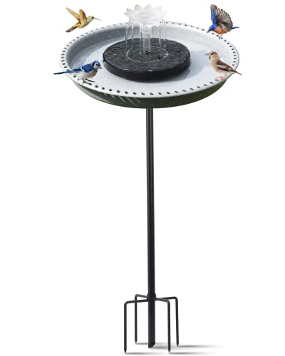 Feemiyo Bird Bath with Solar Powered Fountains for Hummingbirds,Stable Stylish Design with 5-Prong Base,Hummingbird Bird B...