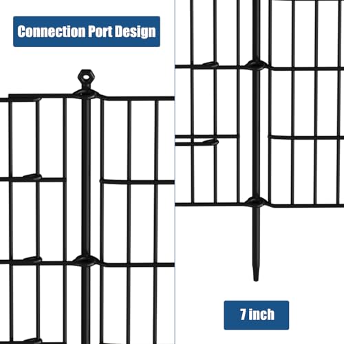 GDKASRNY 16 Panels Garden Fence,Rustproof Metal Fence Panels - 32in (H)×37.8ft (L) Garden Fencing Animal Barrier with Gat...