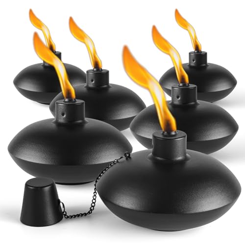 ZSZMFH 6 Pack Metal Table Top Torches,18 oz Citronella Torches for Outside， Refillable Citronella Flame Light Torch with W...