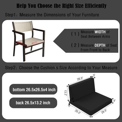 PRIMEPATIO Outdoor Cushions for Patio Furniture, Outdoor Seat and Back Cushion, Waterproof Hampton Bay Deep Seat Replaceme...