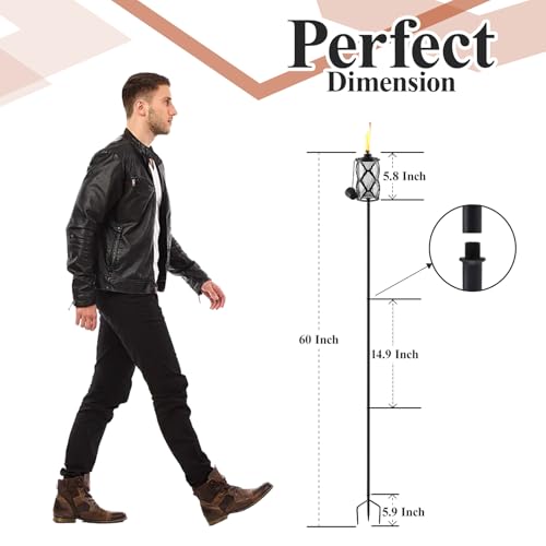 MQKIWAO 4 Pack Glass Citronella Torches, 16 oz Garden Torches for Outside, 55 inch Outdoor Clear Glass Citronella Torches ...