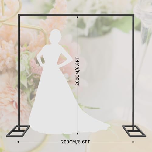 IKULE 6.6FT Black Metal Wedding Arches for Ceremony Square Balloon Arch Stand Rectangular Backdrop Stand for Anniversary B...