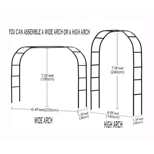 Adorox 7.8ft Garden Arch Trellis for Climbing Plants, Metal Arch Frame, Pumpkin Archway Outdoor Garden Arbors and Arches f...