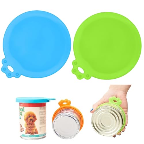 2Pcs Silicone Pet Food Can Lid Cover for Cat & Dog Dishwasher Safe - Keeps Wet Food Fresh, Pet Treat Storage Accessory