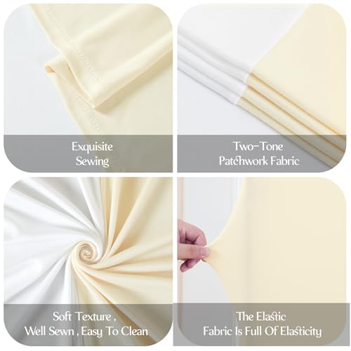 White and Beige Arch Backdrop Cover 7.2FT 6FT Wedding Arch Covers Set of 2 Arches Covers Stretchy Backdrop Spandex Fitted ...