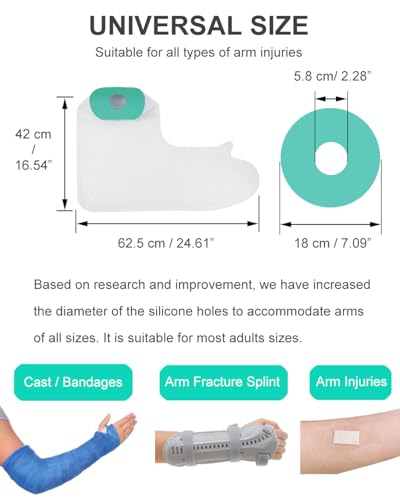 EuyiHlybt Waterproof Cast Covers for Shower Arm Cast Covers for Shower Adult, Reusable Cast Shower Cover Arm, Soft Comfort...