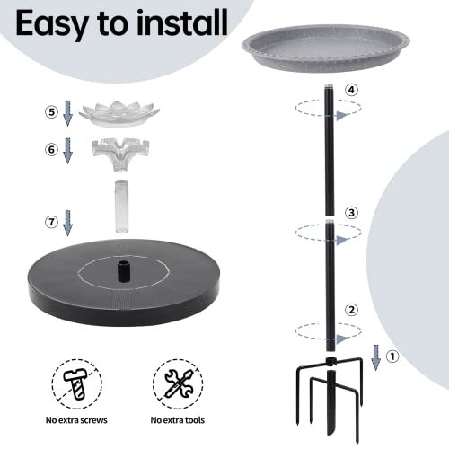 Feemiyo Bird Bath with Solar Powered Fountains for Hummingbirds,Stable Stylish Design with 5-Prong Base,Hummingbird Bird B...
