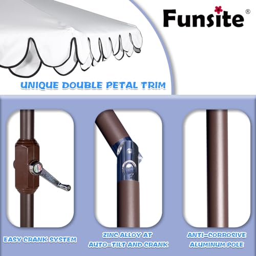 Funsite 9Ft Elegant Valance Patio Umbrella, Outdoor Umbrellas for Patio with Auto-Tilt and Crank Systerm, Table Umbrella f...