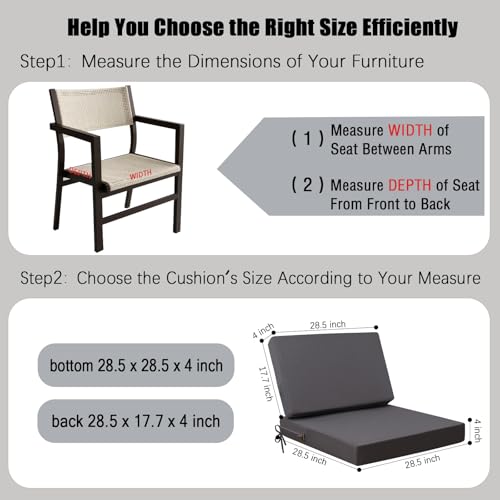 idee-home Outdoor Cushions for Patio Furniture, Outdoor Seat Cushion, Waterproof Couch Hampton Bay Deep Seat Replacement C...