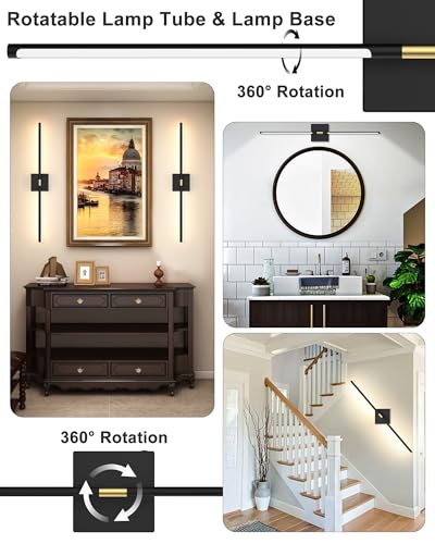 iThird Battery Operated Wall Sconce Set of 2: Rechargeable Wall Lights Wireless Sconces with Touch and Remote, 360° Rotate...