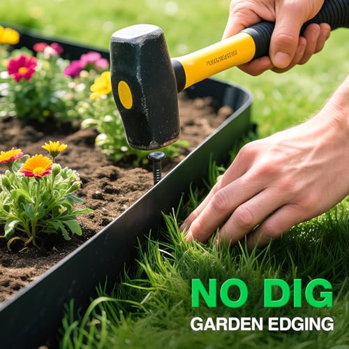 MIXC Garden Edging Border, 100FT 2 Inch Tall Plastic Landscape Edging with 150 Stakes, Flexible Tool-Free Lawn Border for ...