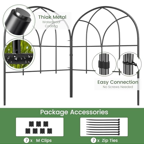 Youpehom Small 12.55"*16.53" Decorative Garden Fencing Border, No Dig Fences Barrier, Black Metal Fence, Garden Edging Fen...