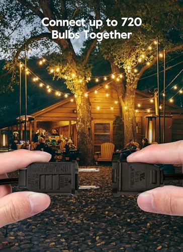 Brightown Outdoor String Lights, 50FT 25 G40 Bulbs Shatterproof Patio Lights, IP65 Waterproof Dimmable Hanging Connectable...