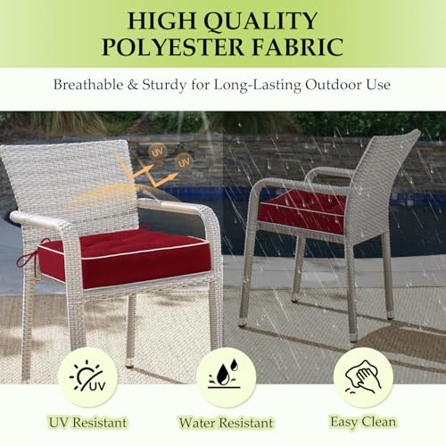 HARBOREST Outdoor Chair Cushions Set of 2, Tufted Patio Chair Cushions with Ties, Square Corner Outdoor Cushions for Patio...