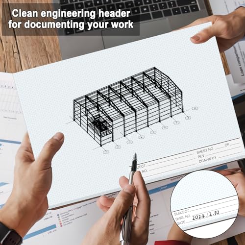 1 Pack 50 Sheets 11" x 17" Isometric Graph Paper Pad Landscape for 3D Designs Architecture Landscaping Engineering Draftin...