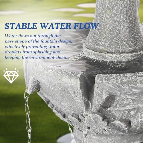 TOBYUL Italian Outdoor Water Fountains Garden Decor - 48.4''H Fountains and Waterfalls Outside, Large Cascading Indoor Flo...