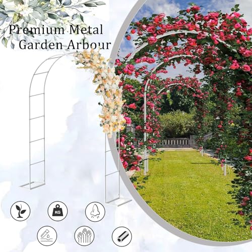 Junvstor Metal Garden Arch Wedding Arches Pergola Trellis Arbor Durable Wedding Trellis Archway for Climbing Plants Outdoo...