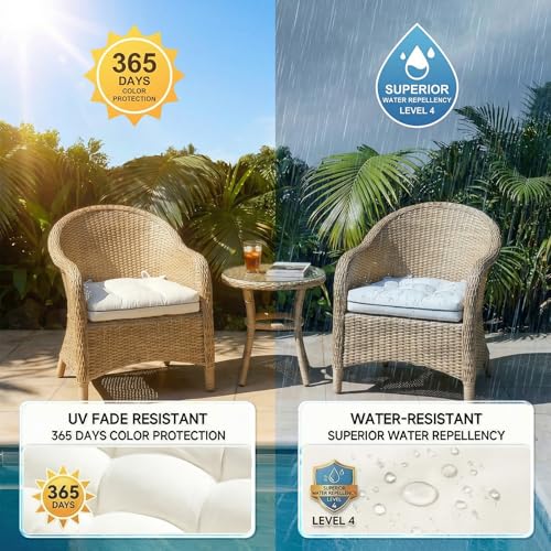 1 MIDDLE ONE Outdoor Chair Cushions Set of 2, Outdoor Cushions for Patio Furniture and Wicker Chair, Memory Foam Patio Sea...