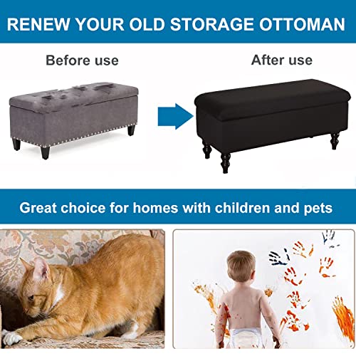 ANWUCHEN Rectangle Ottoman Cover - Stretch Storage Slipcover With Elastic Bands and Ties, Removable Bench Cover, Jacquard ...