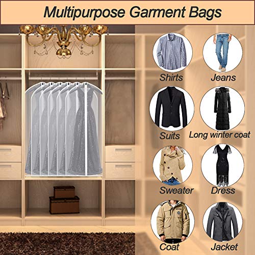 Suit Bags for Closet Storage Garment Bag 24''X40'' Clear Garment Bags for Hanging Clothes (Set of 6) Plastic Waterproof Su...