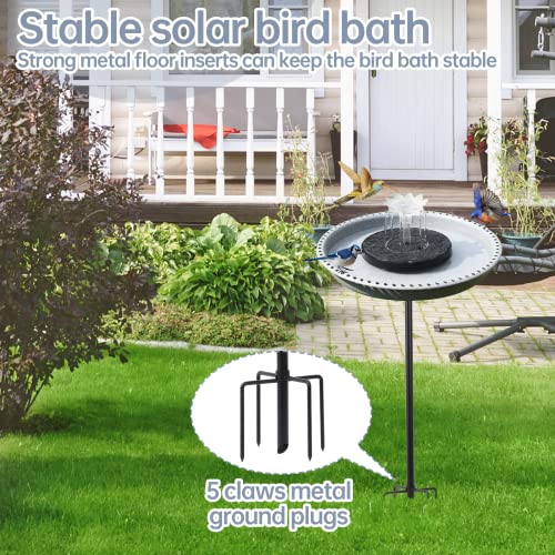 Feemiyo Bird Bath with Solar Powered Fountains for Hummingbirds,Stable Stylish Design with 5-Prong Base,Hummingbird Bird B...
