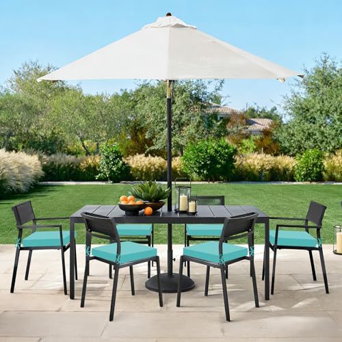 Basic Beyond Outdoor Chair Cushions Set of 6, Square Corner Outdoor Cushions for Patio Furniture, Water Resistant Patio Ch...