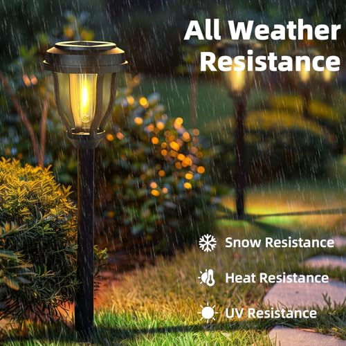 DERAYSION 12 Pack Solar Lights Outdoor, Solar Pathway Lights Auto On/Off Waterproof Garden Landscape Lighting for Path, Ya...