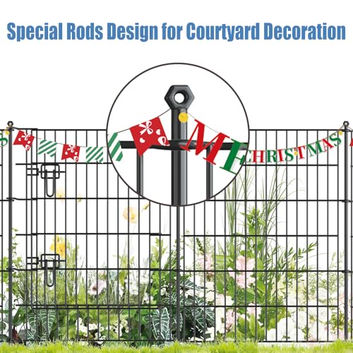 GDKASRNY 16 Panels Garden Fence,Rustproof Metal Fence Panels - 32in (H)×37.8ft (L) Garden Fencing Animal Barrier with Gat...