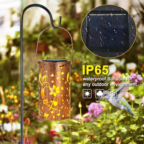 2 Pack Solar Lanterns Outdoor Waterproof Hummingbirds Birthday Gifts for Women Mom Grandma Garden Decor Hanging LED Decora...