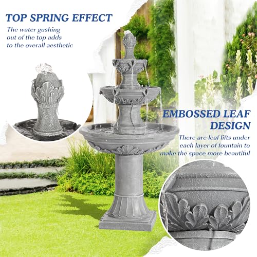 TOBYUL Italian Outdoor Water Fountains Garden Decor - 48.4''H Fountains and Waterfalls Outside, Large Cascading Indoor Flo...