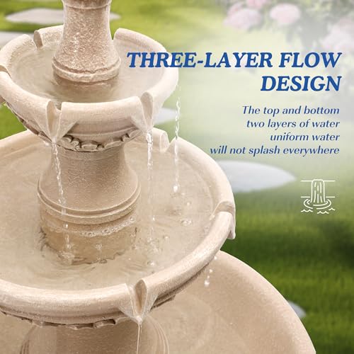 Dephet Italian Outdoor Water Fountains Garden Decor - 48.4''H Fountains and Waterfalls Outside, Large Cascading Indoor Flo...