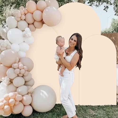 Spandex Fitted Wedding Arch Cover Set of 3 Beige Arch Backdrop Cover 4ft 5ft 6ft Arches Backdrop Frame Covers Chiara Arche...