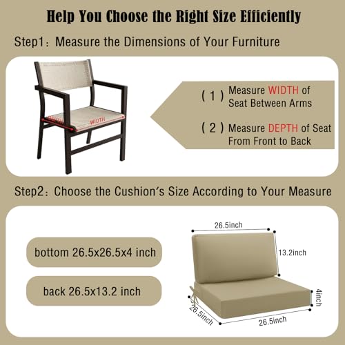 idee-home Outdoor Cushions for Patio Furniture, Waterproof Outdoor Seat Cushion Hampton Bay Deep Seat Replacement Cushions...