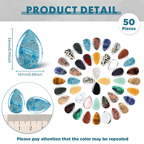 Nuenen 50 Pieces Worry Stones for Anxiety Teardrop Crystal Bulk 0.9 Inch Waterdrop Gemstone Thumb Healing Stress Pocket St...