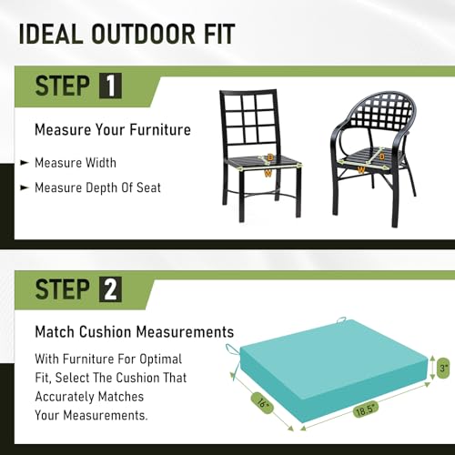 Basic Beyond Outdoor Chair Cushions Set of 4, Square Corner Outdoor Cushions for Patio Furniture, Water Resistant Patio Ch...