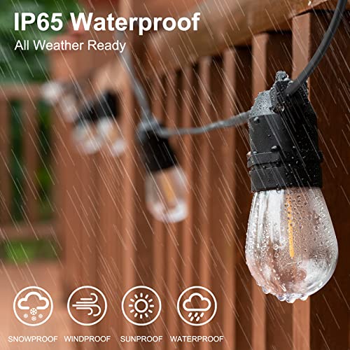 alitade 108FT (27FT*4) LED Outdoor String Light Waterproof Terrace Light, S14 Shatterproof Replaceable Bulb (4 Spare Bulb...