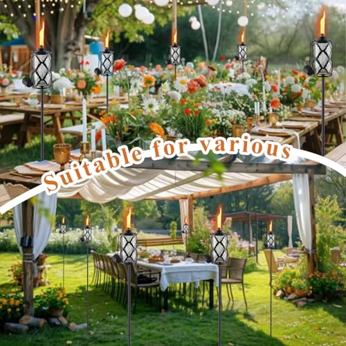 MQKIWAO 4 Pack Glass Citronella Torches, 16 oz Garden Torches for Outside, 55 inch Outdoor Clear Glass Citronella Torches ...