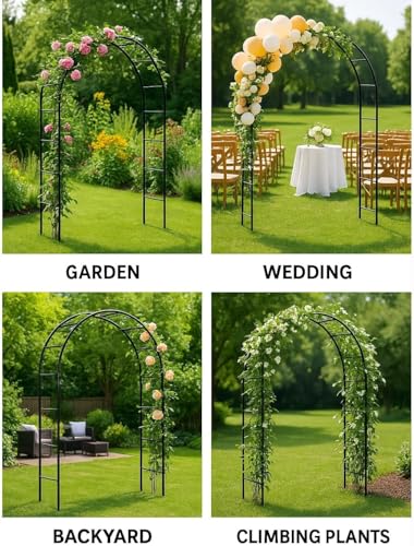 Adorox 7.8ft Garden Arch Trellis for Climbing Plants, Metal Arch Frame, Pumpkin Archway Outdoor Garden Arbors and Arches f...
