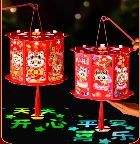4pcs Red Chinese Festival Lantern Hanging Paper Lantern DIY for Chinese New Year Traditional Hand Made Lanterns Festival H...