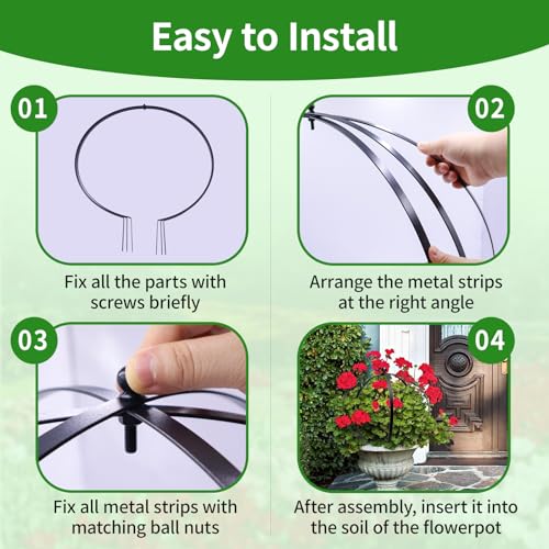 2Pcs Metal Obelisk Trellis for Climbing Plants Outdoor, 25.5"X21.5" Circle Garden Trellises for Vines Flowers Climbing Pla...