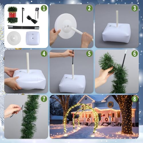 Janinka 3 Sets 10 FT Christmas Archway Outdoor LED String Lights Xmas Outdoor Arches Decor Xmas Arch Pathway Markers for H...